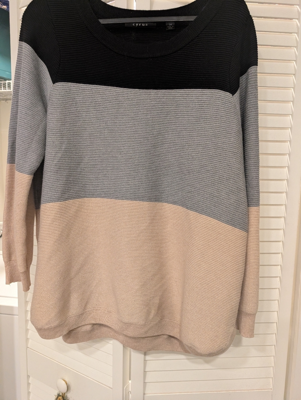 Cyrus Colorblock Knit Sweater - Black, Gray & Blush Plus Size 2X - Picture 9 of 13